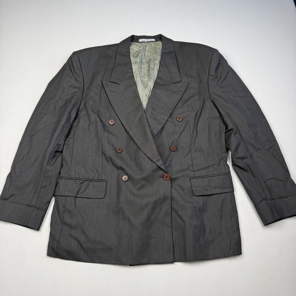 Yves Saint Laurent Blazer Mens 42 Brown Double Breasted Peak Lapel France